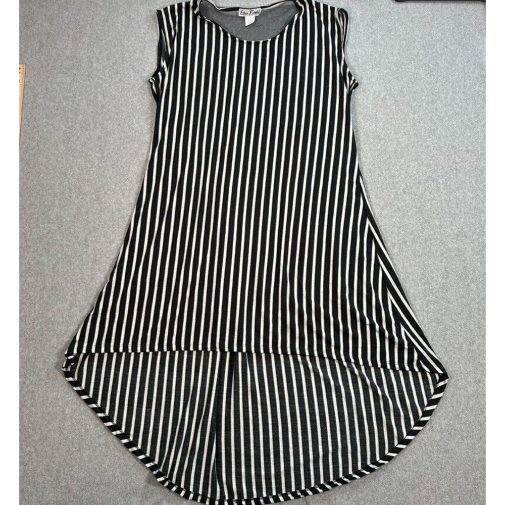 Erica Brooke Collection High Low Dress Size 18 Black White Stripe Sheer Panel